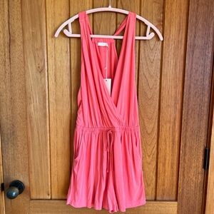 LUSH coral Sleeveless Romper